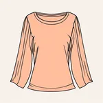 vibrant peach top with long loose sleeves image